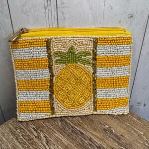 Beaded Yellow Coin Purse Pineapple Summer Cute Womens Travel Pouch NEW FAST SHIP
